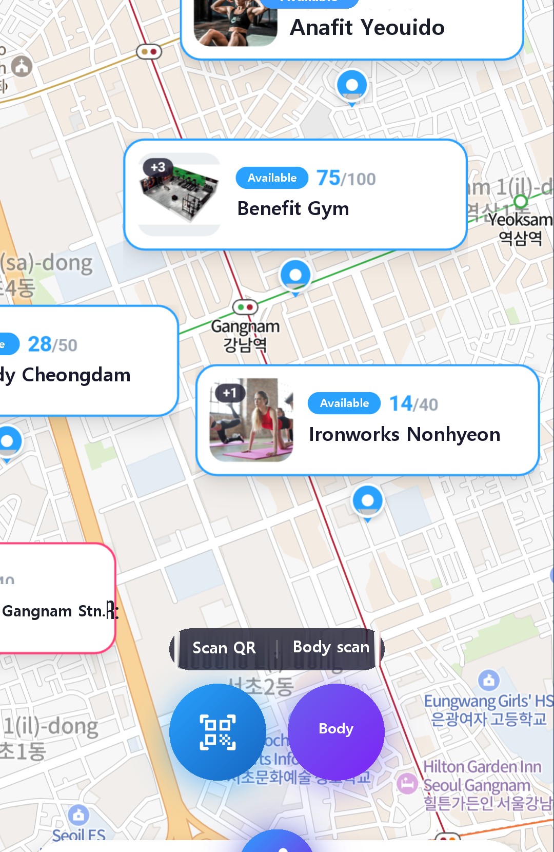Discover — Unmanned gyms near you, on the map